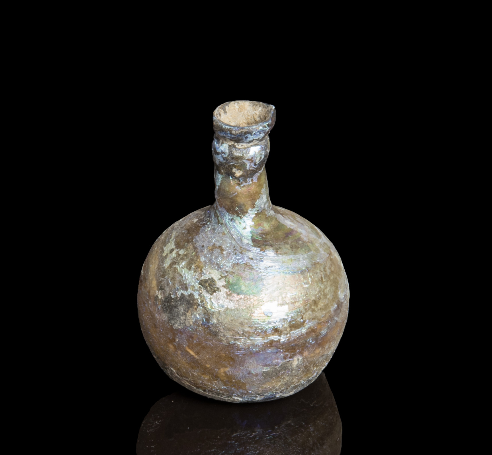 Ancient Roman glass cosmetics flask with pretty iridescence Antiquities 4